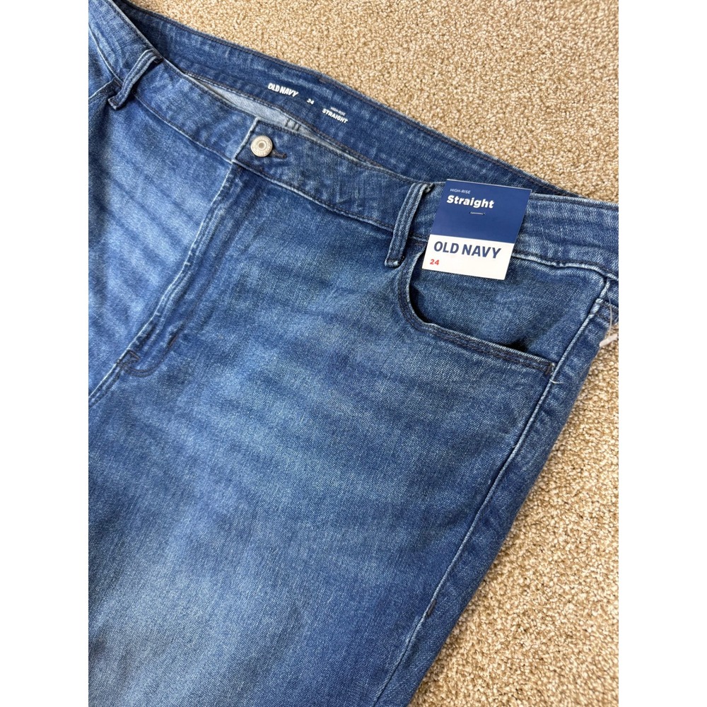 NEW Old Navy Womens High-Rise Straight Leg Jeans Medium Wash Blue‎ 24 Plus
